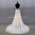 Sleeveless backless lace Crystal bridal wedding dress oem